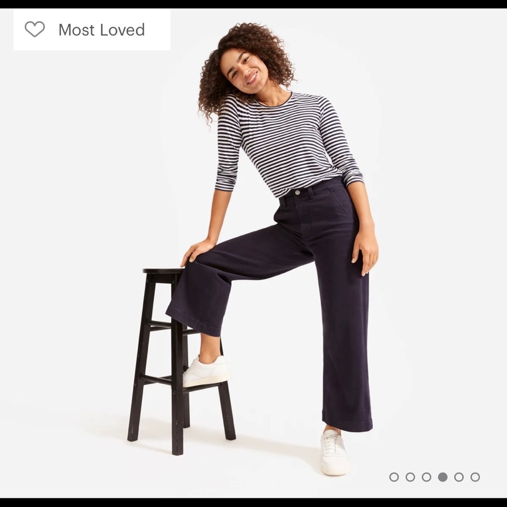 Everlane Wide Leg Cropped Pants - Navy